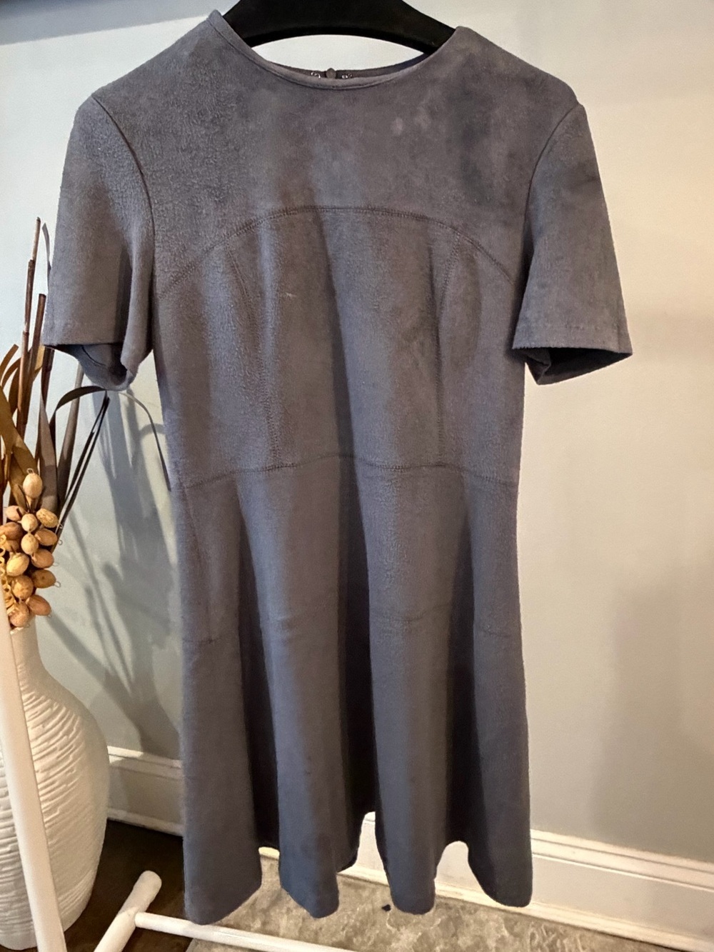 Fate Short-Sleeve Mini Dress in Slate Gray size small